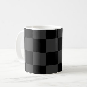 Klassiskt Modern Black & Smoky Black Checkerboard Kaffemugg