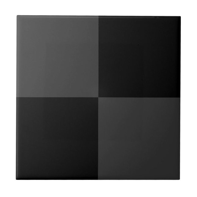 Klassiskt Modern Black & Smoky Black Checkerboard Kakelplatta (Framsidan)