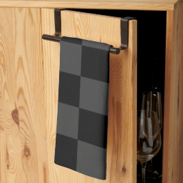Klassiskt Modern Black & Smoky Black Checkerboard Kökshandduk