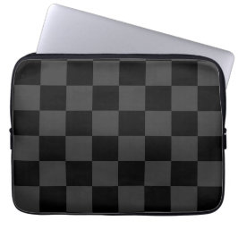 Klassiskt Modern Black & Smoky Black Checkerboard Laptop Fodral