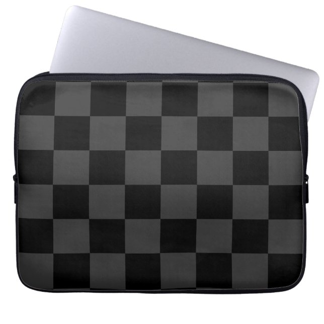 Klassiskt Modern Black & Smoky Black Checkerboard Laptop Fodral (Framsidan)