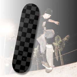 Klassiskt Modern Black & Smoky Black Checkerboard Mini Skateboard Bräda 18,5 Cm