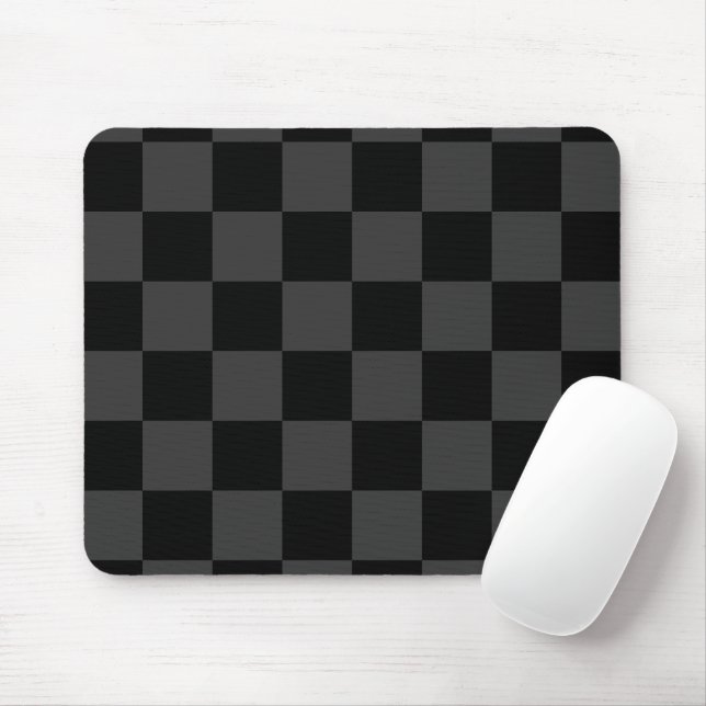 Klassiskt Modern Black & Smoky Black Checkerboard Musmatta (Med mus)