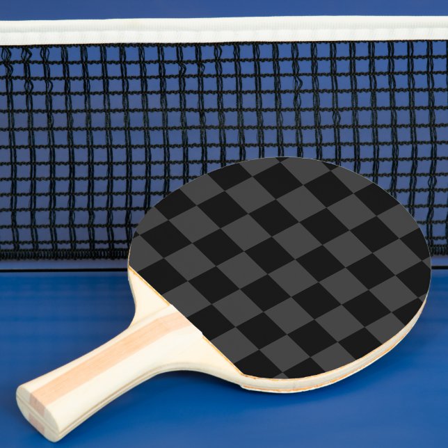 Klassiskt Modern Black & Smoky Black Checkerboard Pingisracket (Insitu)