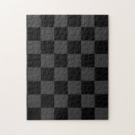 Klassiskt Modern Black & Smoky Black Checkerboard Pussel