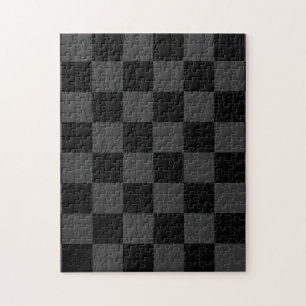 Klassiskt Modern Black & Smoky Black Checkerboard Pussel