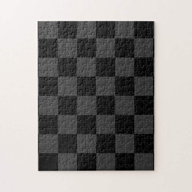 Klassiskt Modern Black & Smoky Black Checkerboard Pussel (Vertikal)