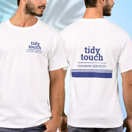 Klassiskt Modern Blue White Städning Services-team T Shirt