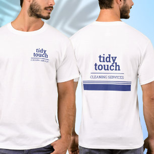 Klassiskt Modern Blue White Städning Services-team T Shirt