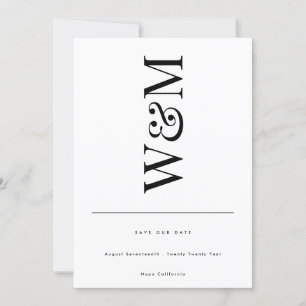 Klassiskt MODERN FET NAMN MONOGRAM SPARA DATUM Inbjudningar