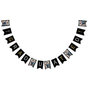 Klassiskt Modern Graduated Photo Silver, Guld, Bla Vimplar