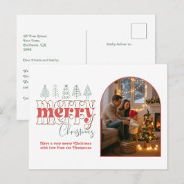 Klassiskt Modern Mysigt Arch Photo God jul Helg Vykort