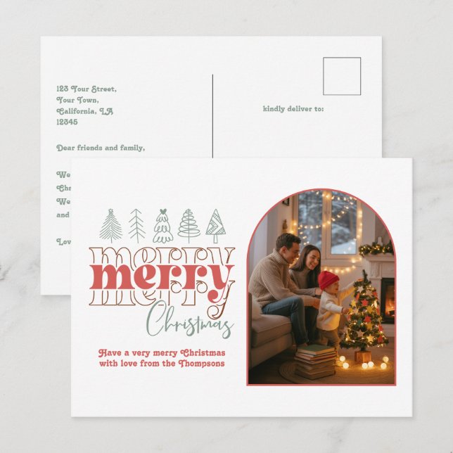 Klassiskt Modern Mysigt Arch Photo God jul Helg Vykort (Fram/baksida)