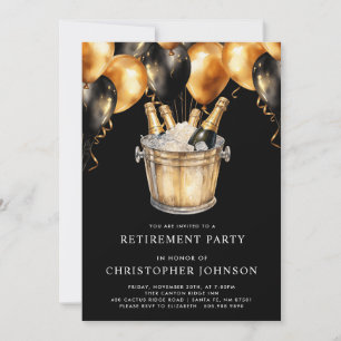 Klassiskt Modern Pension Party Guld Black Inbjudningar