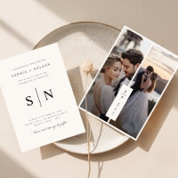 Klassiskt Modern Photo Monogram Bröllop