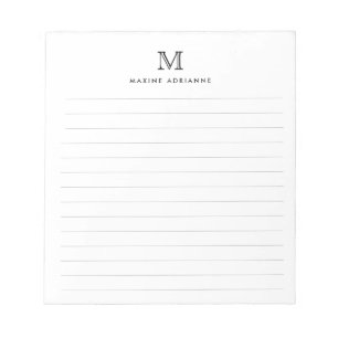Klassiskt Modern Simple Basic Black Monogram Led N Anteckningsblock
