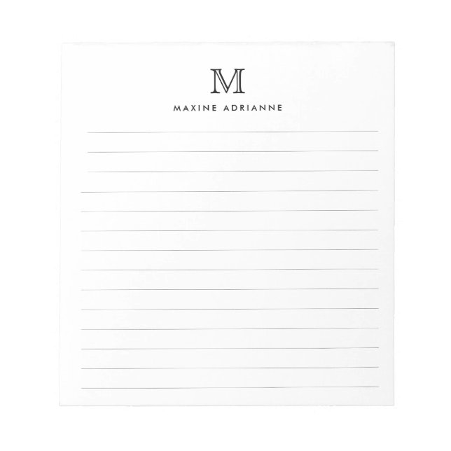 Klassiskt Modern Simple Basic Black Monogram Led N Anteckningsblock (Framsida)