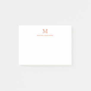 Klassiskt Modern Simple Clean Orange Monogram Post-it Block