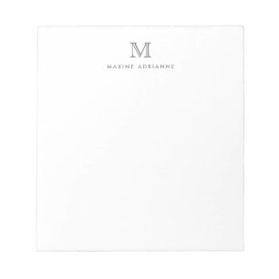Klassiskt Modern Simple Silver Grått Monogram Anteckningsblock