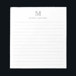Klassiskt Modern Simple Silver Grått Monogram Lina Anteckningsblock<br><div class="desc">Klassiskt,  modernt,  enkelt,  klassiskt Silver-Grått-monogramlint Anteckningsblock</div>