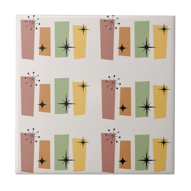 Klassiskt modernt 2000-tal-150-tal Starburst Retro Kakelplatta (Framsidan)