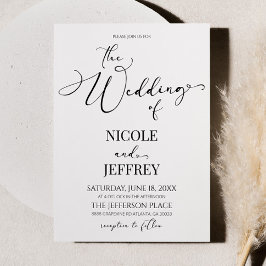 Klassiskt modernt, minimalt, enkelt Bröllop Inbjudningar