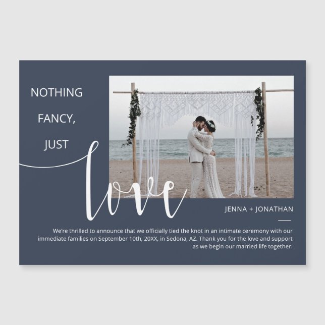 Klassiskt, modernt, minimalt skript, fotonät magnetisk inbjudningskort (Framsida)