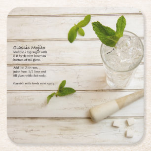 Klassiskt Mojito Underlägg Papper Kvadrat