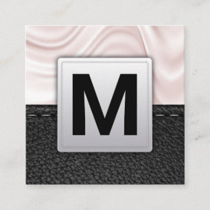 Klassiskt monogram Bakgrundsruta för läder Busin Fyrkantigt Visitkort