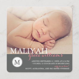 Klassiskt Monogram Birth-meddelande / Ro Meddelande