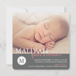 Klassiskt Monogram Birth-meddelande / Ro Meddelande