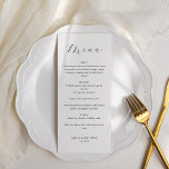 Klassiskt Monogram Black and White Script Bröllop Meny<br><div class="desc">Klassisk minimal monogram traditionell typografi Bröllop-meny i svartvitt</div>