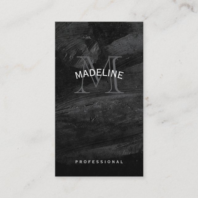 Klassiskt monogram | Black Struktur Visitkort (Framsida)