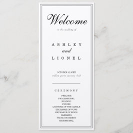 Klassiskt Monogram Black & White Simple Bröllop Program