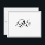 Klassiskt monogram, blomstert skriptanteckningskor tack kort<br><div class="desc">Klassisk,  elegant,  professionell Black & white Flourish Script monogrammed kort. perfekt för affärskorrespondens. Det här är platta anteckningskort. Om du vill ha Mappar-kort går du till grund på sidan där det står "Överför den här designen" och väljer Mapp tack.</div>