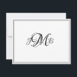 Klassiskt monogram, blomstert skriptanteckningskor tack kort<br><div class="desc">Klassisk,  elegant,  professionell Black & white Flourish Script monogrammed kort. perfekt för affärskorrespondens. Det här är platta anteckningskort. Om du vill ha Mappar-kort går du till grund på sidan där det står "Överför den här designen" och väljer Mapp tack.</div>