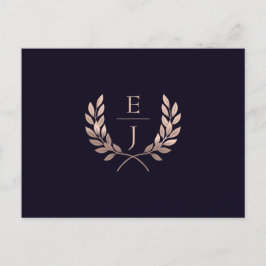 Klassiskt monogram Bröllop OSA vid Ro Guld Inbjudan Vykort