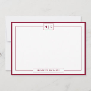 Klassiskt monogram Burgundy Gräns-förråd Anteckningskort