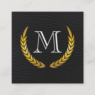 Klassiskt monogram dekorativt Inslag Faux-läder Fyrkantigt Visitkort
