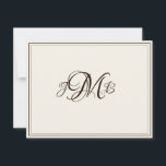 Klassiskt monogram Ecru & Sepia, färglöst skript Tack Kort<br><div class="desc">Elegant,  professionell Ecru och Sepia Flourish Script med monogrammat tack för att du ger ge ett mycket klassiskt gammalt intryck. Perfekt för affärskorrespondens. Det här är platta anteckningskort. Om du vill ha Mappar-kort går du till grund på sidan där det står "Överför den här designen" och väljer Mapp tack.</div>