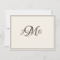 Klassiskt monogram Ecru & Sepia, färglöst skript