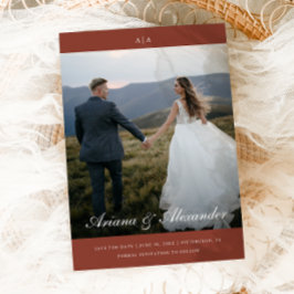 Klassiskt monogram Elegant Script 2 Photo Bröllop Spara Datumet