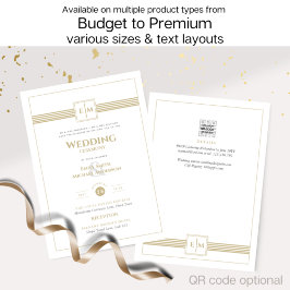 Klassiskt Monogram Formal Bröllop White Guld Inbju Inbjudningar