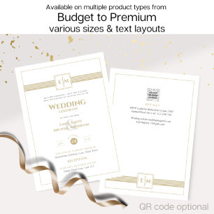 Klassiskt Monogram Formal Bröllop White Guld Inbju Inbjudningar