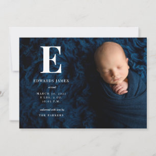 Klassiskt monogram Fullt foto Nyfött Baby födelse Meddelande