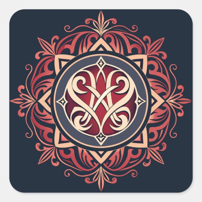 Klassiskt monogram fyrkantigt klistermärke (Framsida)