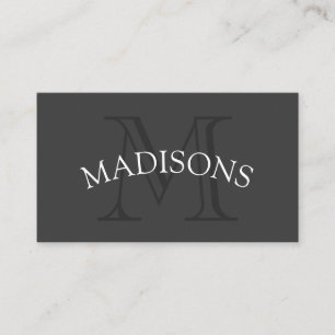 Klassiskt monogram Grått med bågstext Visitkort
