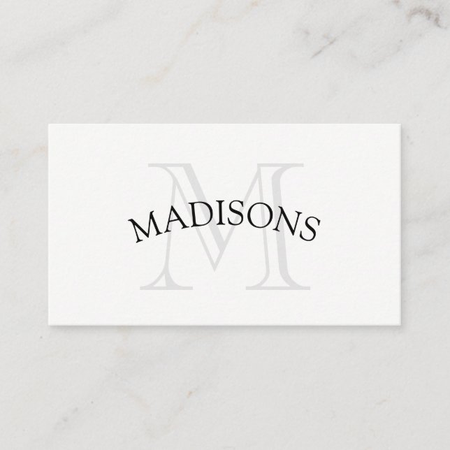 Klassiskt monogram Grått med bågstext Visitkort (Framsida)