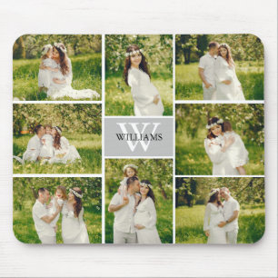 Klassiskt monogram Grått Photo Collage Musmatta