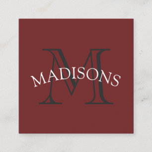 Klassiskt monogram Grått Red med Arc Text Fyrkantigt Visitkort
